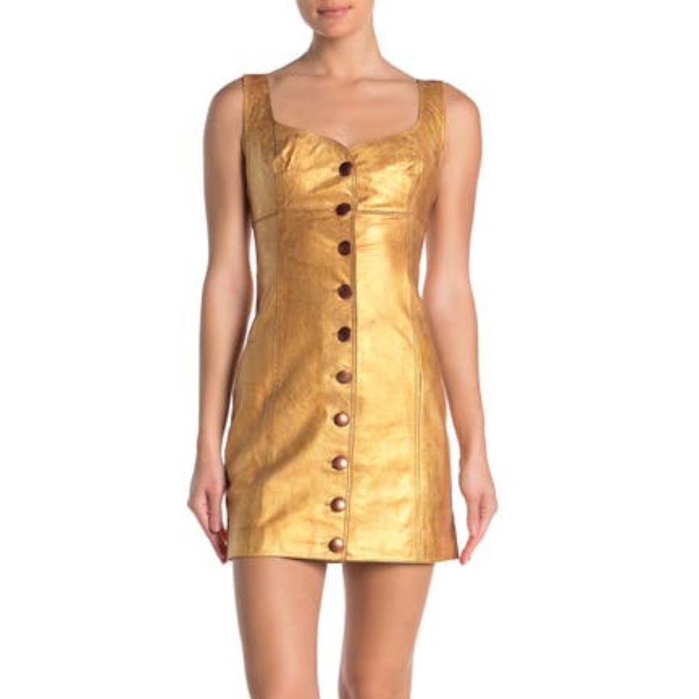 FREE PEOPLE GOLDIE LEATHER MINI DRESS